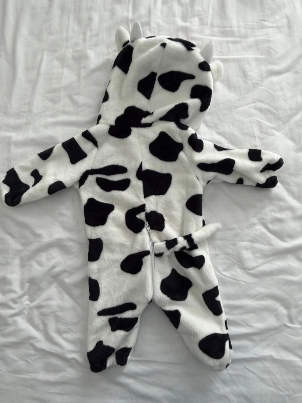 Kids Cow Fleece One-Piece Romper with Hood - Pink & Black